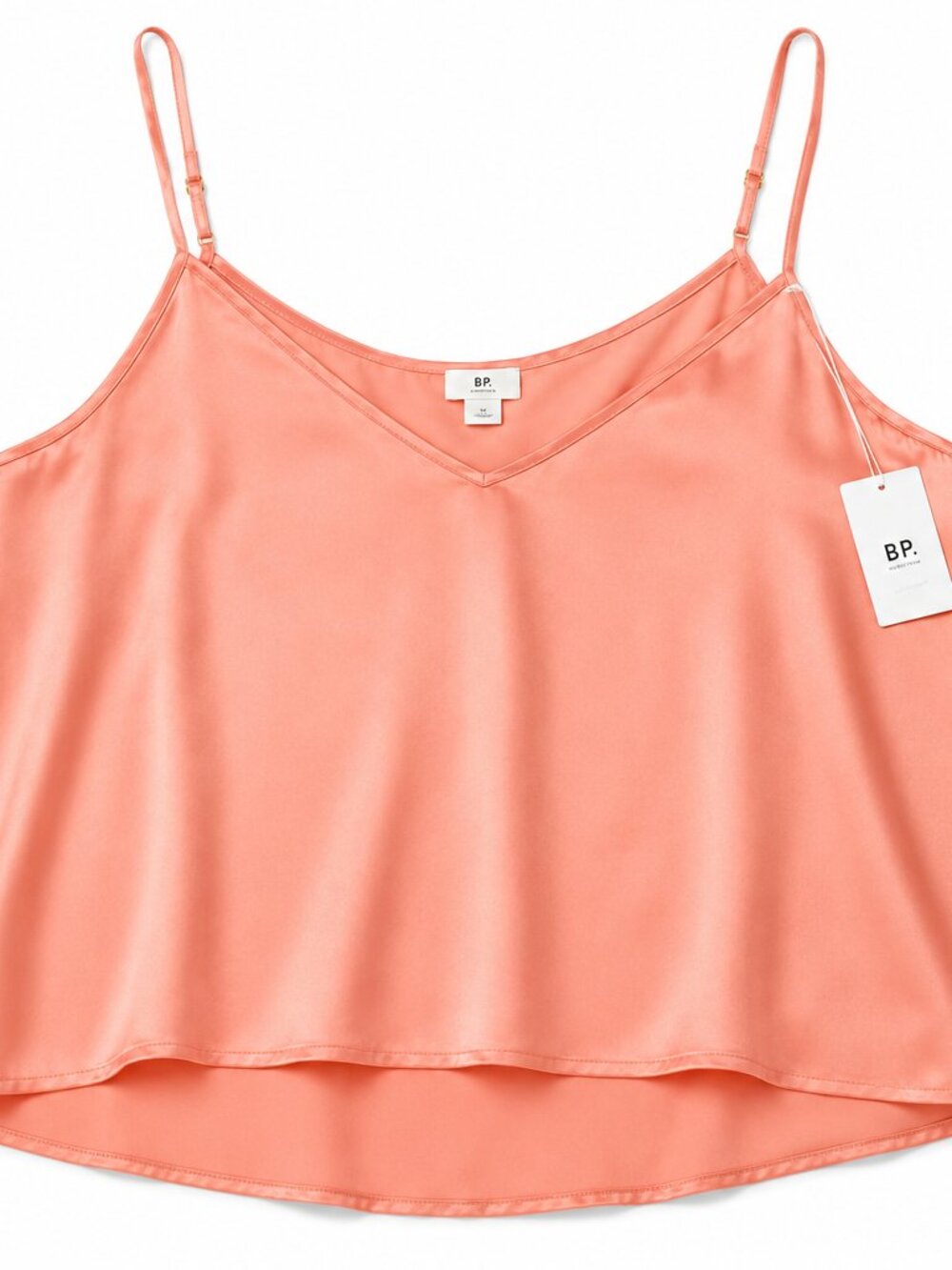 BP Nordstrom Satin Cropped Camisole Tank 3X Coral Pink V Neck NWT Adjustable